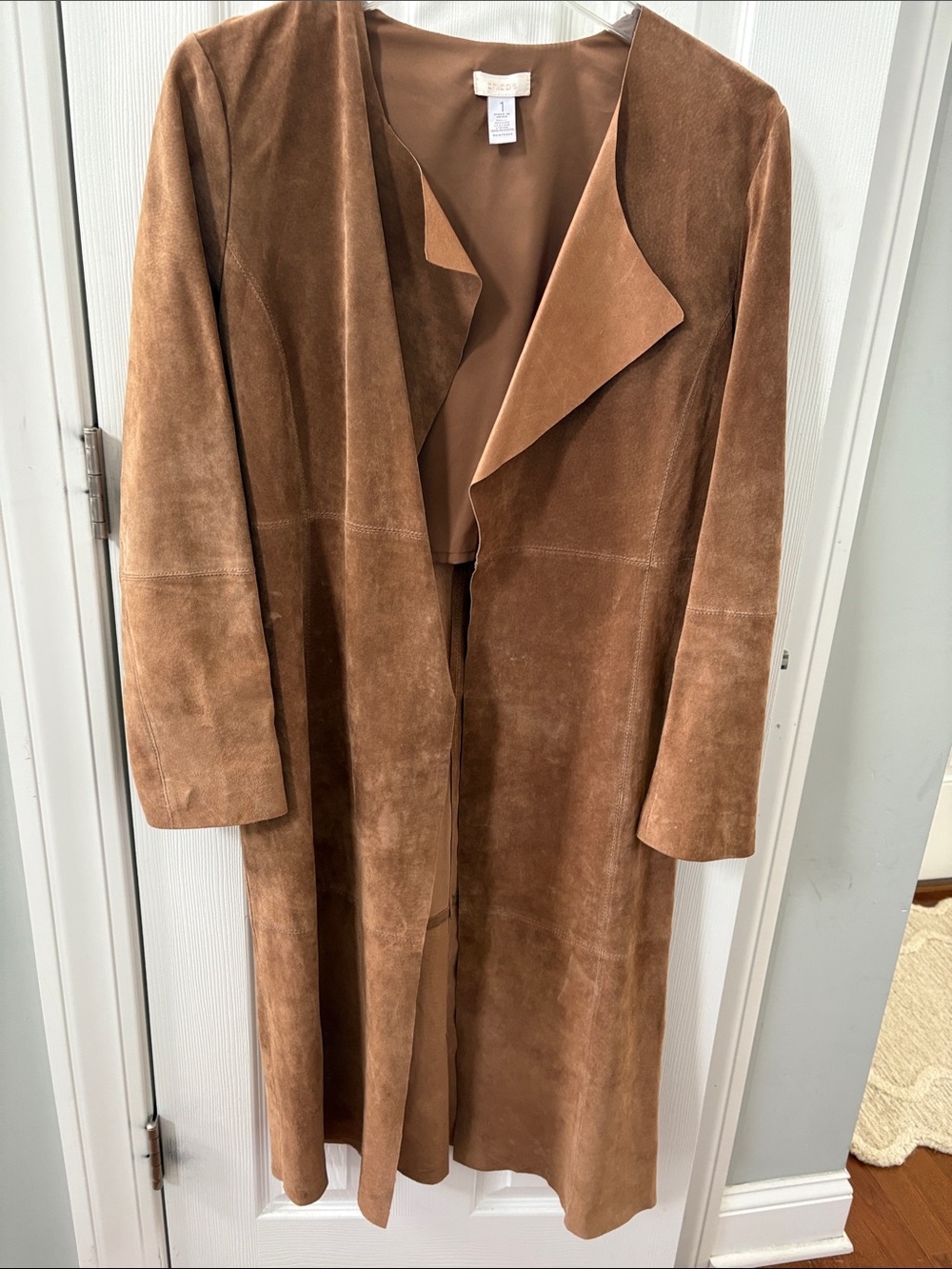 Chico's Brown Suede Open-Front Trench Coat